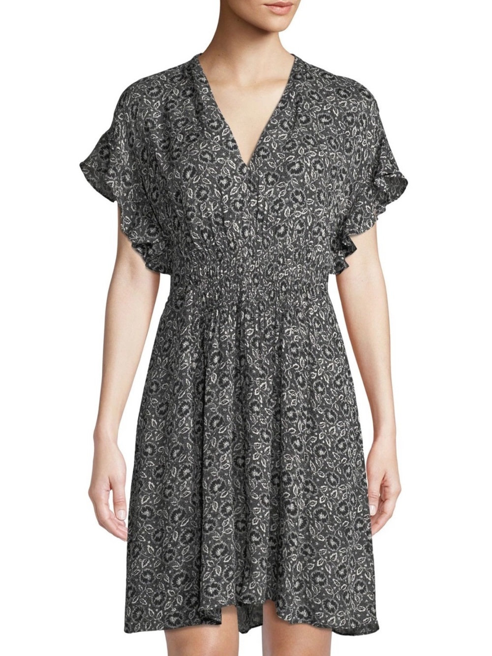 NWOT Rebecca Taylor Women’s Sweet Briar Floral Ruffle Sleeve Silk Dress, Size 0